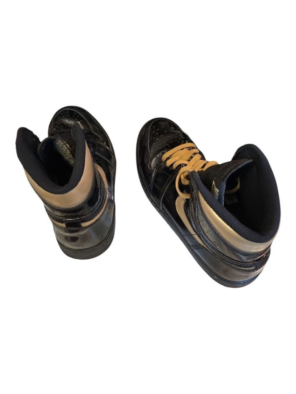 Nike Air Jordan 1 High Patent Black Gold Sneakers - Picture 7 of 9